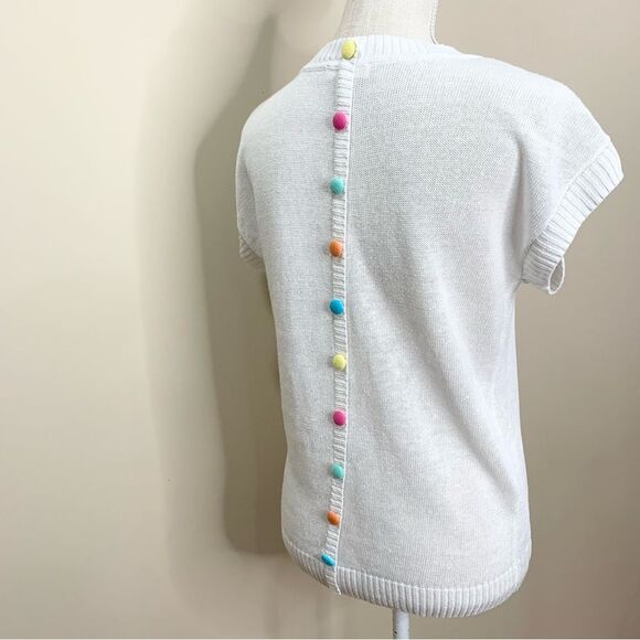 NWOT We by Living In Yellow Linen Button Back Short Sleeve Sweater Small - Picture 7 of 10